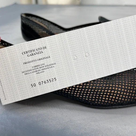 Giorgio Armani Mesh Leather Toe Cap D’Orsay Flats - Picture 9 of 10